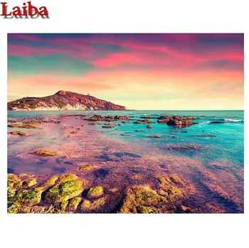 

Needlework Diy Diamond Painting Cross Stitch Sea color cloud landscape Diamond Embroidery Square round Diamond natural Pictures