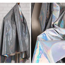 Лазерная ТПУ ткань для одежды украшения тонкая секция красочная клетчатая ткань DIY аксессуары для пошива одежды материалы