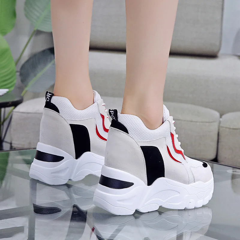 

Elevator White Shoes Women's 2019 Spring 8 Centimeter Versatile Thick Bottomed Ultra-Fire Red Casual Sports Shoes Women's INS