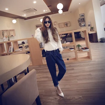 

Spring BF Wind Feet Harlan Pants Jeans High Waist Women FL394 Femme Pant Rk