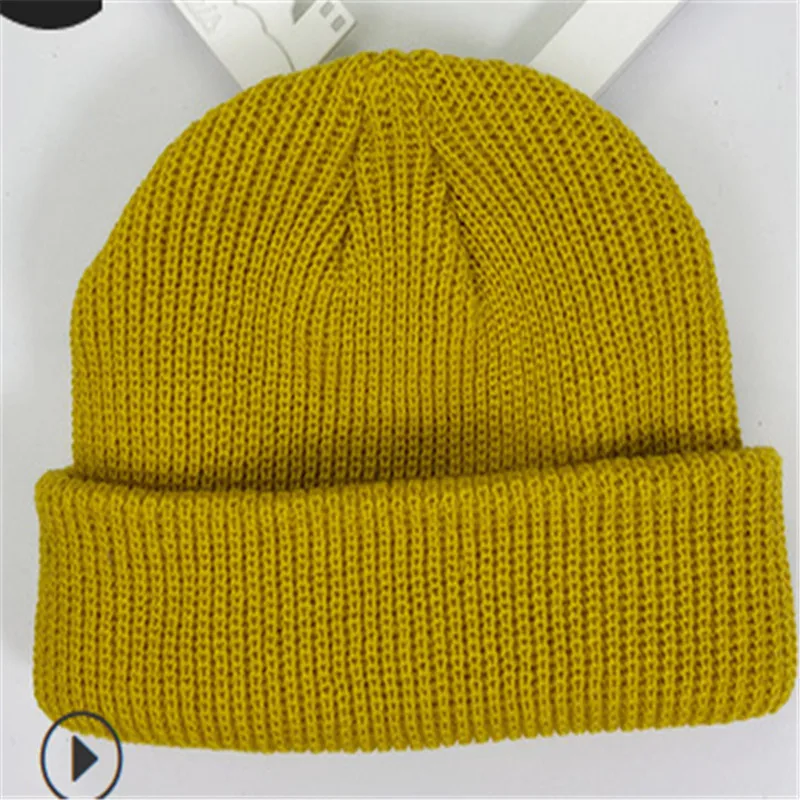 Unisex Men Women Beanie Hat Warm Ribbed Winter Ski Fisherman Docker Couple Hats New Fashion - Цвет: Цвет: желтый