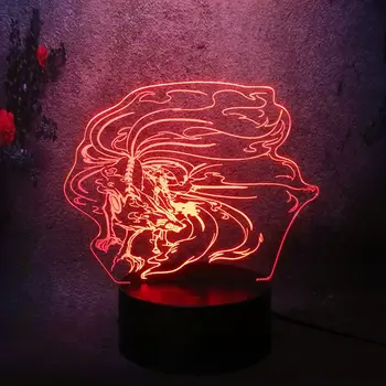 

3D RGB Charge Lava Lamp Hot Naruto Comic Kyuubi Nine-tailed Fox Home Decor LED Illusion Night Light Uzumaki Kakashi Gift Flash