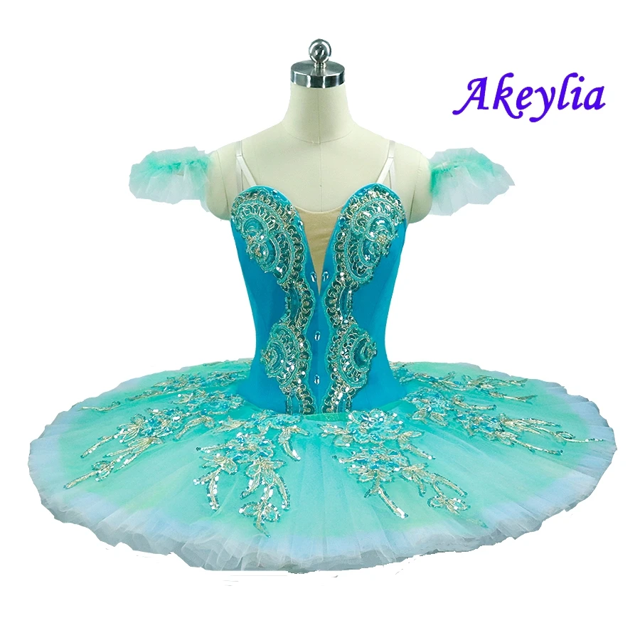 Aqua Blue профессиональная балетная пачка для женщин Щелкунчик Волшебная кукла Сценические костюмы для балета Розовая Спящая красавица пачка для детей - Цвет: Синий