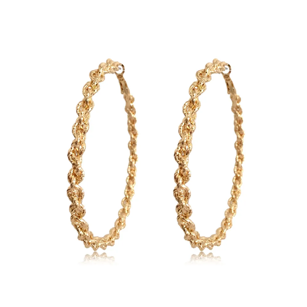 New Arrival Personality Exaggerate Big Hoop Earrings Gold Color Big Twisted Circle Hoop Earrings for Women Fashion Jewelry