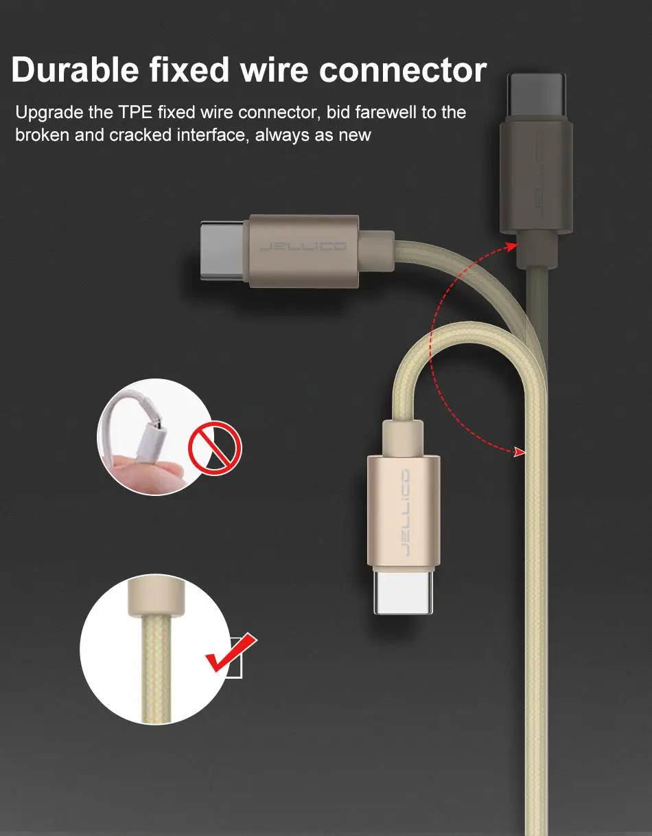 Кабель Jellico USB Type C для Samsung S10 S9 Quick Charge 3 0 кабель Быстрая зарядка Huawei P30 Xiaomi зарядное