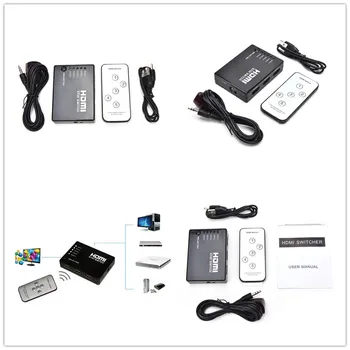 

New 1Set 5 Port 1080P Mini Video HDMI Switch Switcher HDMI Splitter with IR Remote splitter box for HDTV PS3 DVD