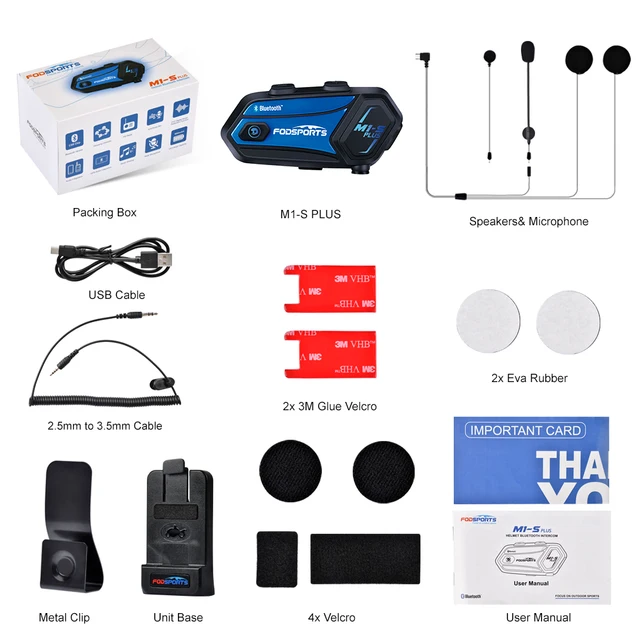 Fodsports M1-S AIR Interfono Moto Bluetooth | Fino A 6 Persone | 1500m Di Portata | IP65 - Foto 4