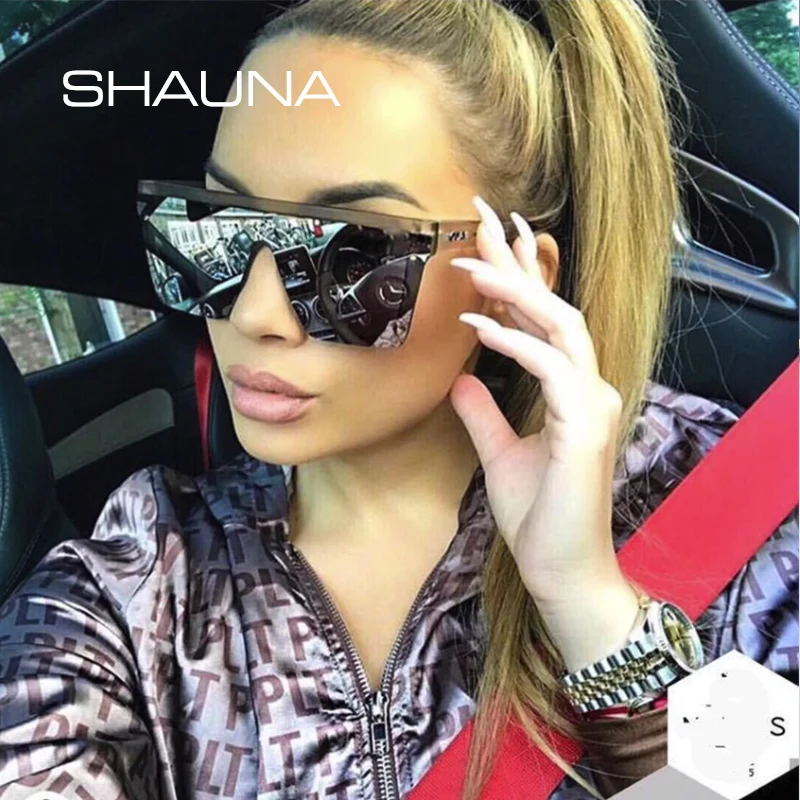 SHAUNA Flat Top Classic Square Sunglasses Woman Brand Designer Purple Mirror Coating Shades UV400_voghion.com