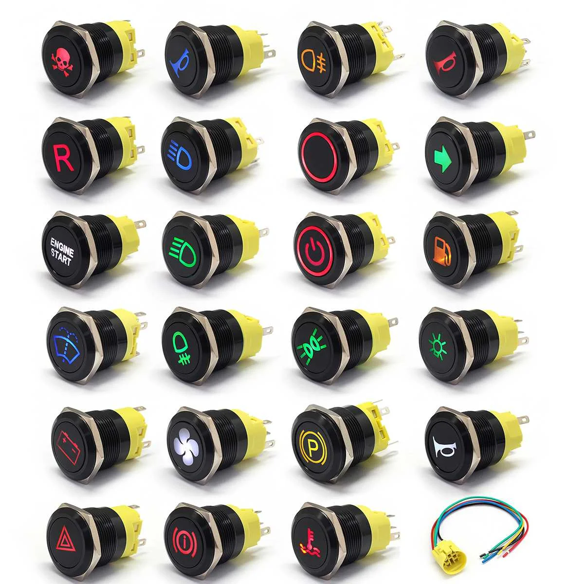 12v 22mm led push button start switch on//off boat engine auto