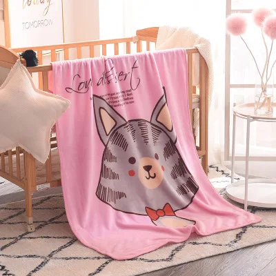 Newborn Bedding Winter Warm Swaddling Blanket Kids 140*100 cm Flannel Cartoon Wrap Blanket Baby Thermal Soft Cotton Soft Blanke - Color: D