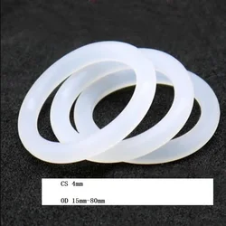 Food Grade Silicone O - Ring Seal Washer, White Rubber, 4mm Thickness, OD 15 - 80mm - OD  16mm CS 4.0mm (50pcs)