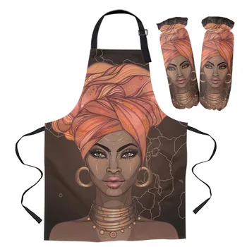 

Africa Map Ethnic Apron Cuff Kitchen Aprons Women Home Cooking Baking Waist Bib Kitchen Cleaning Accessories