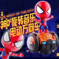 Человек-паук электрический игрушечный автомобиль Douyin Стиль Знаменитостей баланс автомобиль музыка звук и светильник мальчик ребенок трюк