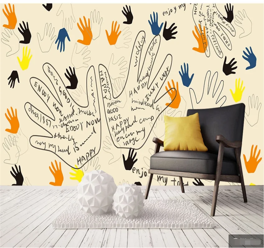 XUESU Personalized palm wallpaper mural background wall custom 8D wall covering