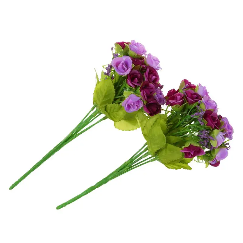 New-2PCS 40 искусственные розы букет фиолетовый молодой невесты