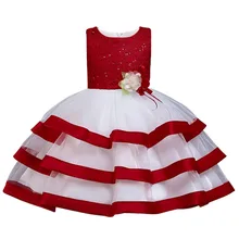 Платье с цветочным узором для девочек крестильное платье для малышей, элегантное кружевное платье-пачка с лепестками, свадебные платья для девочек платье принцессы для маленьких девочек возрастом от 3 до 10 лет