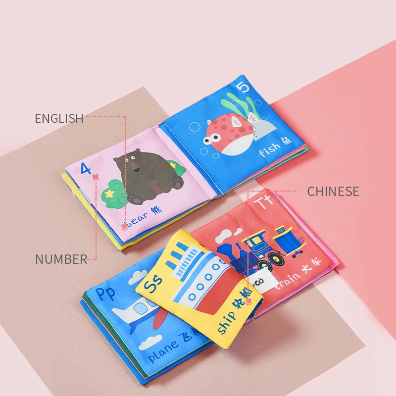 

BabyGo Baby Cloth Book Early Education Toy 3D Soft Cloth Baby Story Book Biteable Infant Development Toys Gifts
