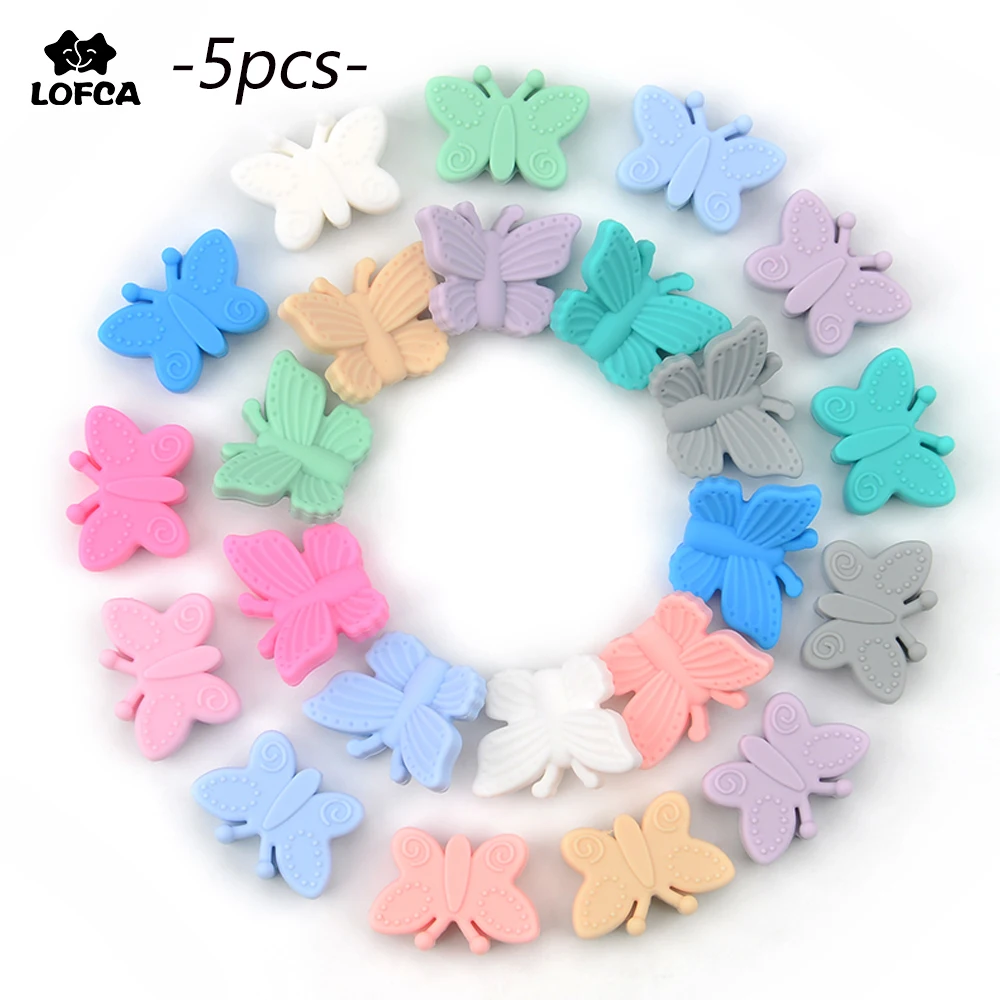 Promo Teether-Accessories Pacifier-Clip Teething-Toys Butterfly Necklace Beads Silicone Chew BEpg0aLMR