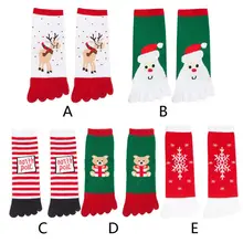 Рождественские хлопковые носки унисекс с пятью пальцами; Носки с рисунком медведя, Санты; чулочно-носочные изделия; подарки