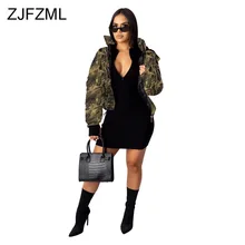 Winter Fleece Leopard Jackets Women Fashion High Neck Camouflage Slim Bomber Jacket Plus Size Causal Plush Crop Oversized Coat