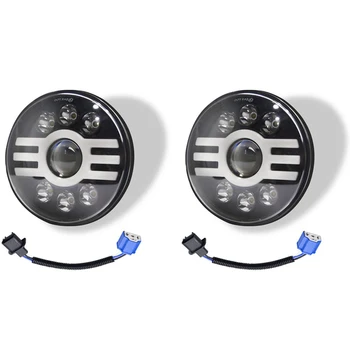 

Car LED Headlight Bulb 7 Inch Round High/Low Beam with DRL Daytime Running Light Turn Signal Lamps for TJ JK CJ Lada