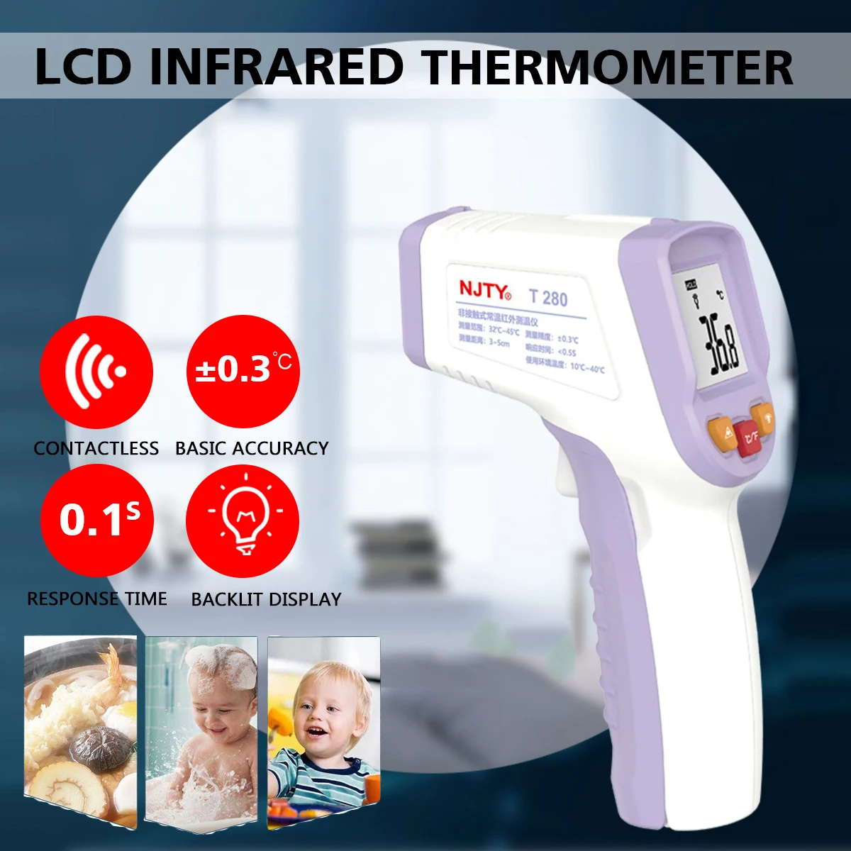 

Forehead digital baby thermometer infrared for milk water room medical pacifier fever body thermometer non contact baby care