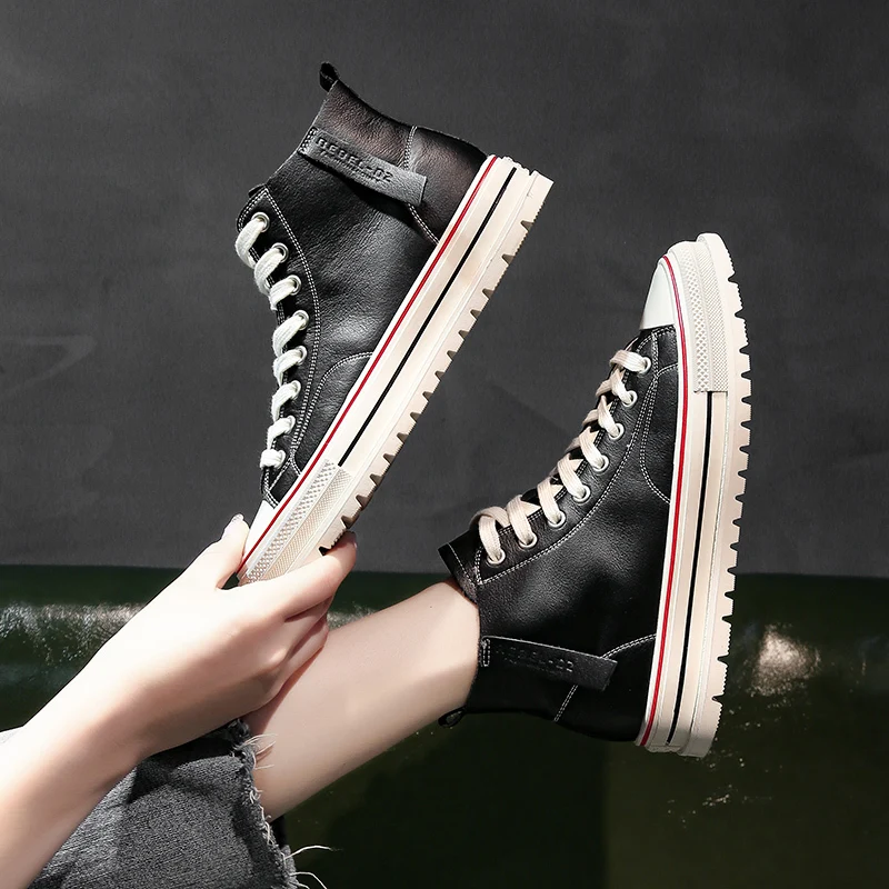 HKJL Martin boots female summer and autumn new high-end thick bottom increased ventilation student board shoes tide Z122