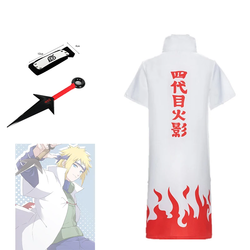 Naruto 4th Hokage Minato Cosplay Costume With Cloak Sword Headband Anime Themed Halloween Masquerade Party Outfit For Men - 4