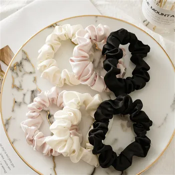 

Hot Sale 5Pcs/Set Simple Elastic Hair Ring Solid Color Rubber Band Silk Cloth Hair Ropes For Women Girls Hair Styling Tools