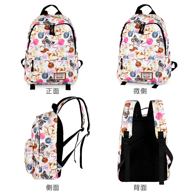 

Schoolbag for Elementary School Students 1-3 Grade Cartoon Cute Cat Pattern Backpack Women's Dacron Waterproof Large-capacity Ba