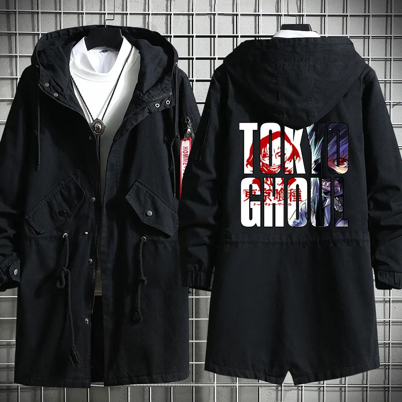 Anime Tokyo Ghou Kaneki Ken Simple Fashion Jacket Style Changchun Autumn Casual Loose Trench Coat | Мужская одежда
