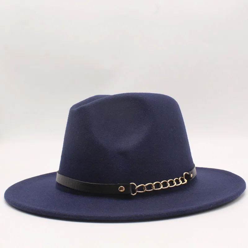Горячая мода бренд сплошной цвет Дамы Винтаж Fedora мужчина женщина топ шляпа зима широкими полями фетровые шляпы классический jazzy кепки шерсть - Цвет: Белый