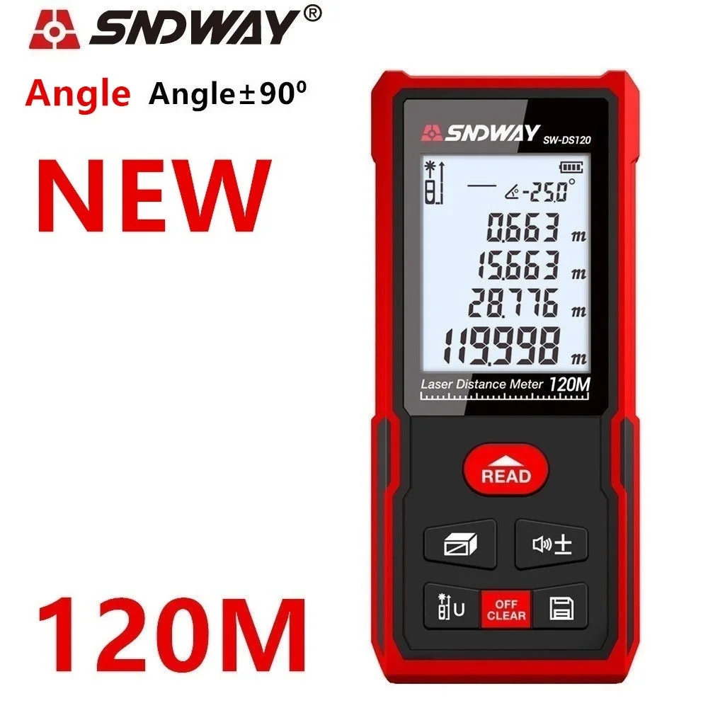 SNDWAY laser rangefinder distance meter 120m 100M 70M electronic roulette digital ruler trena laser tape measure range finder