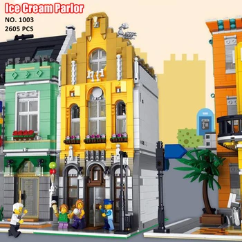 

LE-10003 Creative City Commercial Street View Ice Cream Parlor Shop House Model Building Block Bricks Kits Brick Toy Gifts