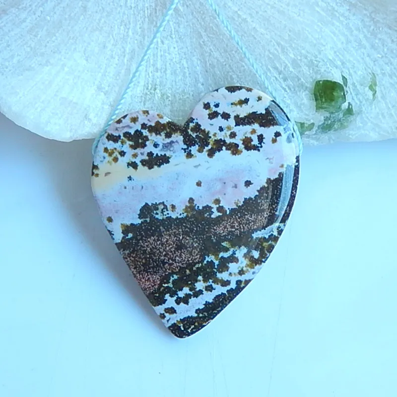 

Natural Heart shape Ocean jasper Gemstone pendant ,50x39x7mm,17.23g