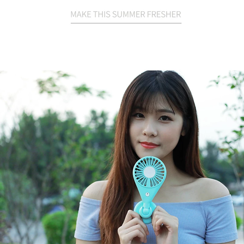 Portable Cold Wind Mini Fan Ambient Light Table Desktop Handheld Fan For Travel Outdoor Home Office