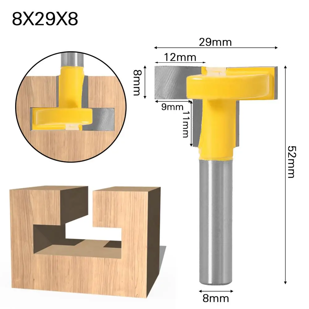 1 PZ / Set 8mm Shank T-Slot Router Bit Straight Edge Slotting Fresa Taglio for legno Manico for la lavorazione del legno ( Size : 8X28X6