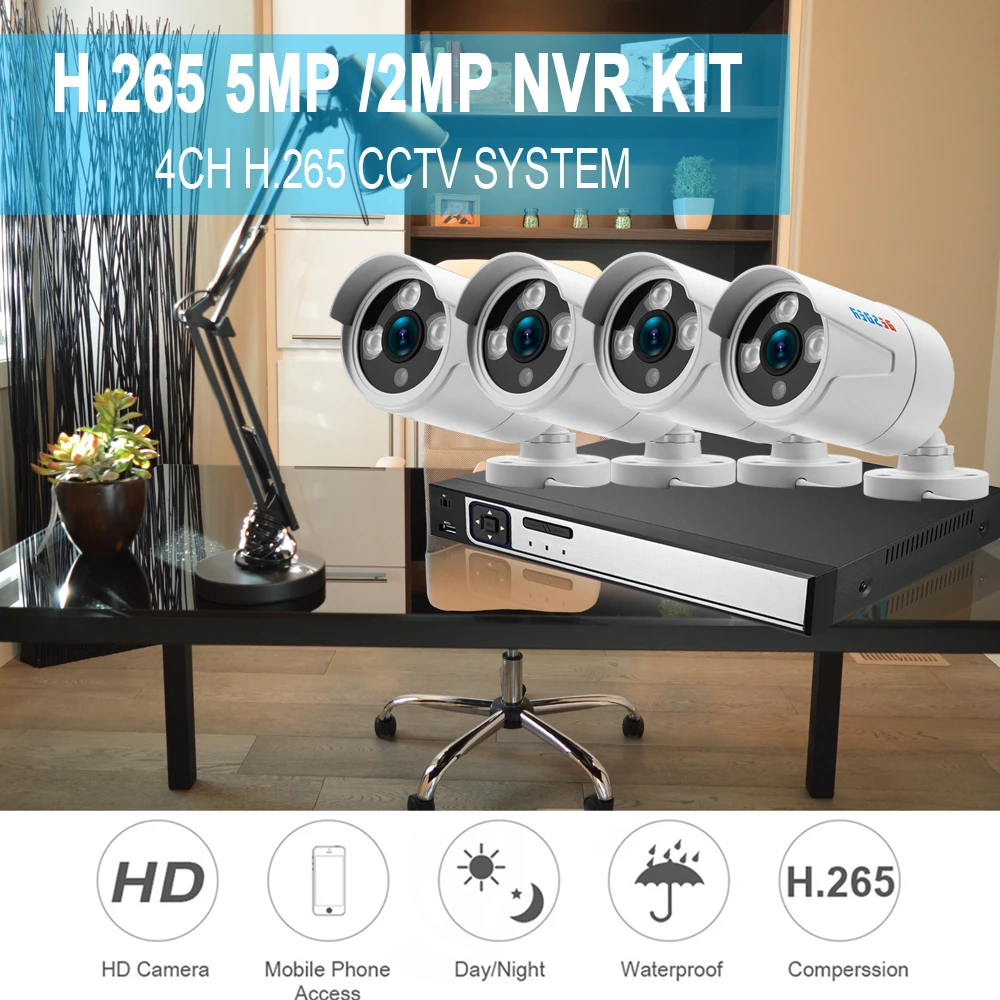 BESDER H.265 5MP 2592*1944 система наблюдения CCTV 48V PoE 4CH NVR Kit 5MP 3MP 2MP Водонепроницаемый на открытом воздухе цилиндрическая PoE камеры H.265