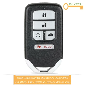 

KEYECU Smart Keyless Remote Control Key for Honda Accord 2018 2019 2020, Fob 5 Buttons - 433.92MHz FSK - 4A Chip - CWTWB1G0090
