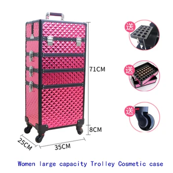 

Women large capacity Trolley Cosmetic case Rolling Luggage bag,Nails Makeup Toolbox,Multi-layer Beauty Tattoo Trolley Suitcase