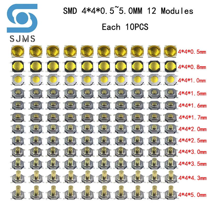 Sourcing Map – Interruttore Tattile A 6 Pin, DPDT A Scatto – 7 X 7 X 12 Mm – Set Da 5 Pezzi Per PCB
