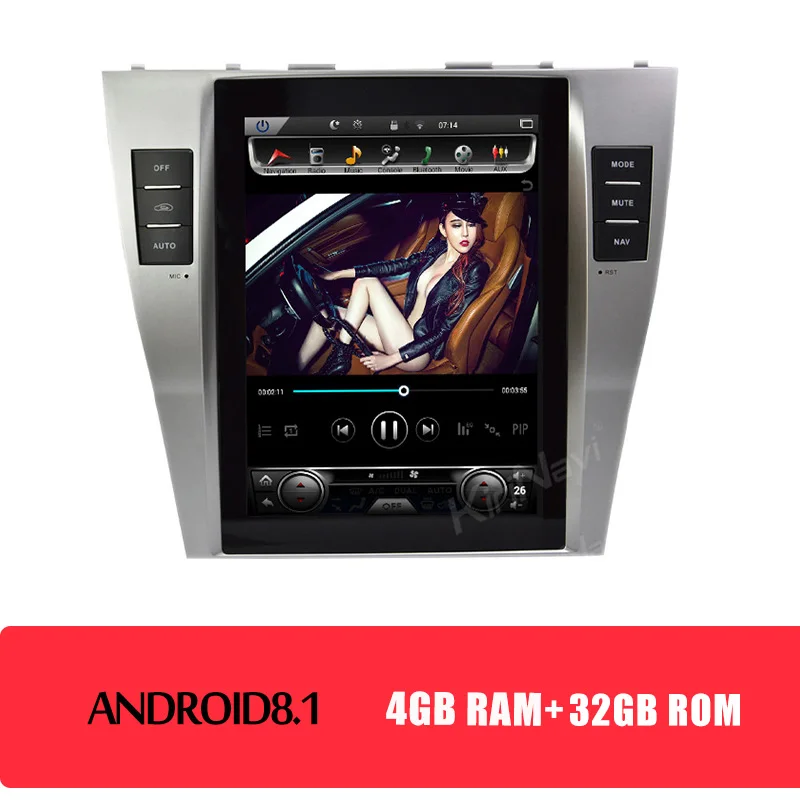 KiriNavi вертикальный экран Tesla style 10,4 ''Android 8,1 Автомобильный мультимедийный Dvd навигатор для Toyota Camry Автомагнитола 4G 2007-2011 - Цвет: Android Car Radio