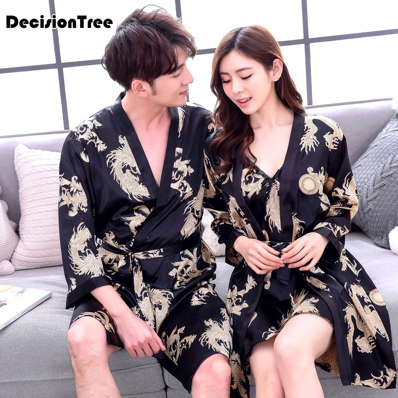 men's silk robe long pajamas solid sleepwear men bathrobe long sleeve kimono loungewear dressing gown