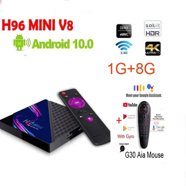 H96 MINI V8 Android 10 TV BOX vs x96q RK3228A Quad Core 2GB 16GB 2.4Ghz Wifi 100m lan port 1g 8g optional g30 voice air mouse