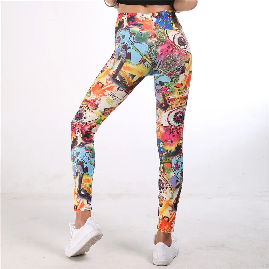 Ladies'printed, высокая талия, бедра, тянущиеся, под брюки, для бега, фитнеса, йоги, штаны для спортзала, спортивные Леггинсы, женские штаны, calzas deportivas# F