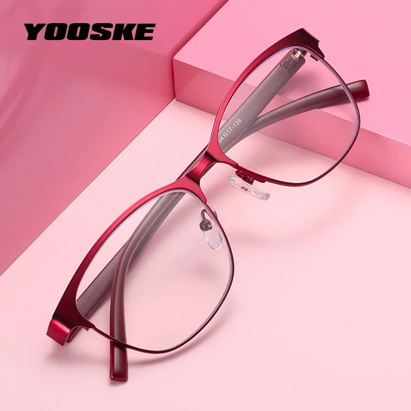 YOOSKE Anti Blue Light Cat Eye Reading Glasses Women Alloy Eyeglasses ...