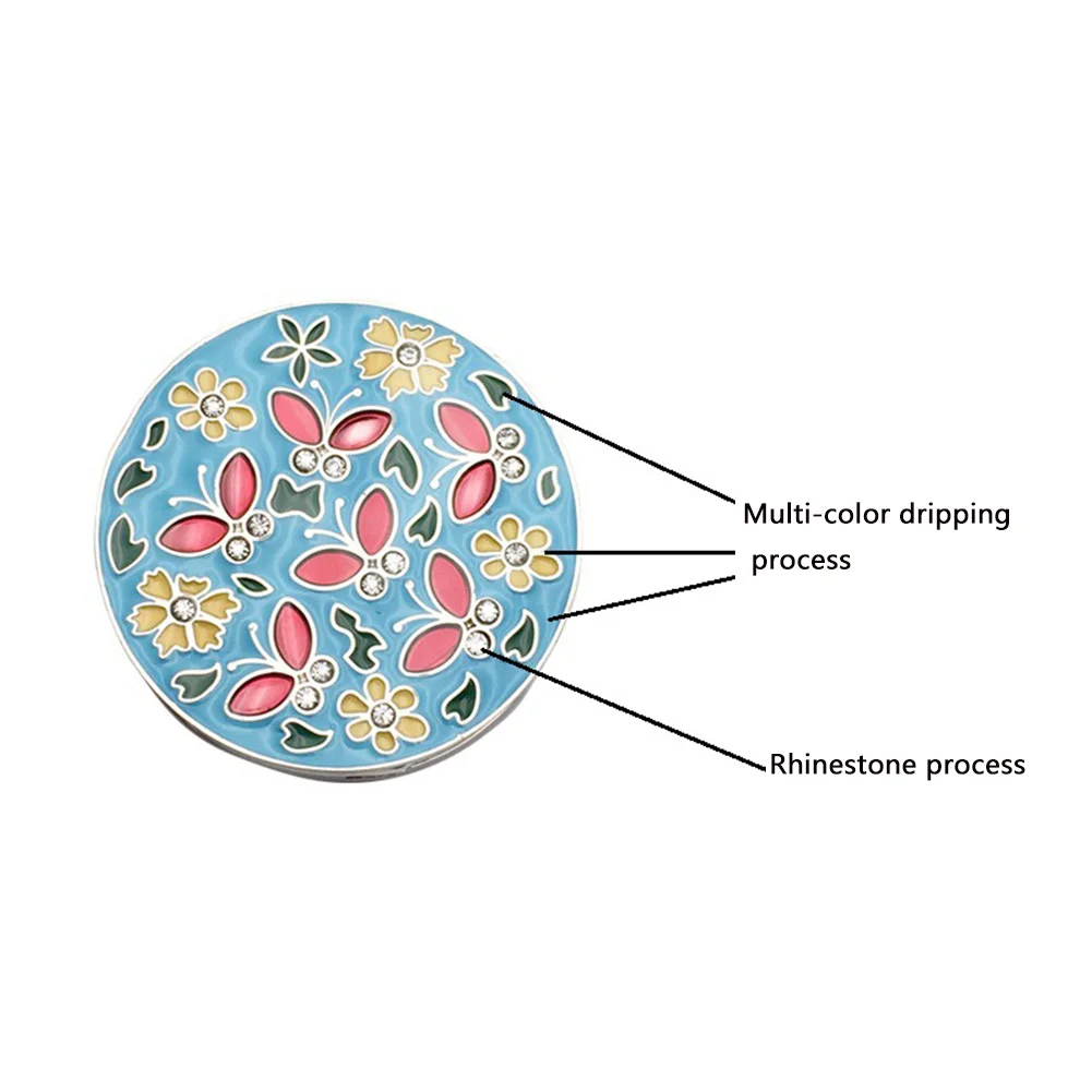Mini Foldable Travel Non Slip Handbag Hook Round Butterfly Flower Portable Home Zinc Alloy Table Mounted Diamante Holder