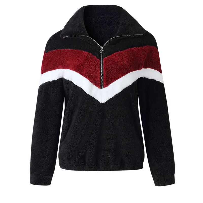 zipper faux fur hoodies women31