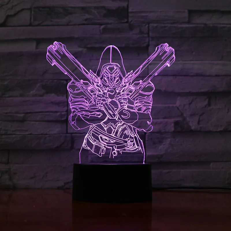 Game Overwatch D.Va Hana Song Kids Night Light LED Touch Sensor Bedroom Decor Light Holiday Present OW 3d Night Lamp Dva Bedside - Испускаемый цвет: Reaper