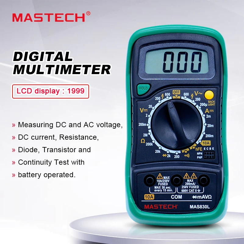 MASTECH MAS830L Мини цифровой мультиметр Подсветка Ручной многофункциональный